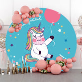 Magisch Einhorn Blau Runden Hintergrund Für Geburtstag